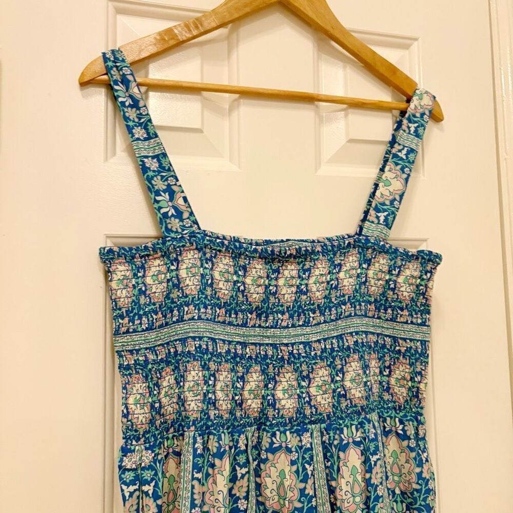 NWT Zara Floral Smocked Dress Size Large Blue - Picture 9 of 12